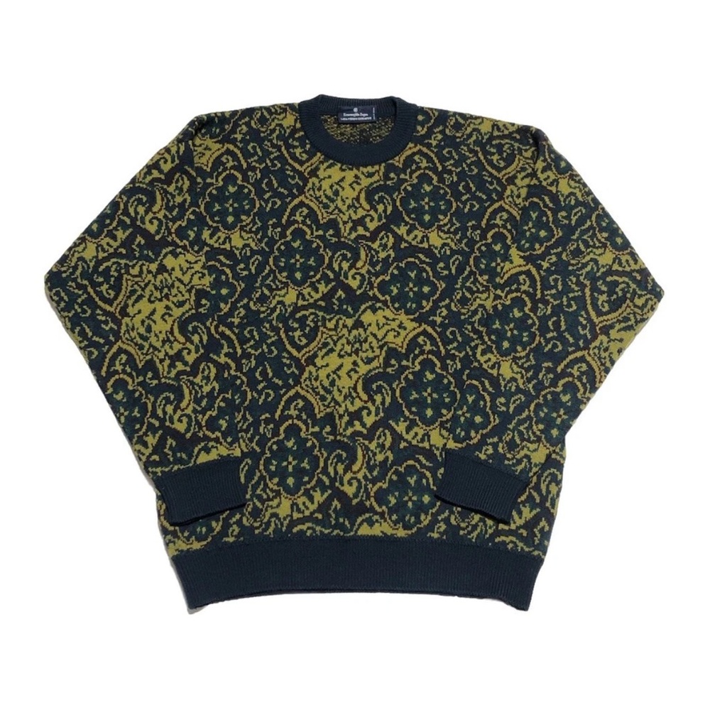 Vintage Ermenegildo Zegna Wool Knit Sweater Made in Italy Geometric